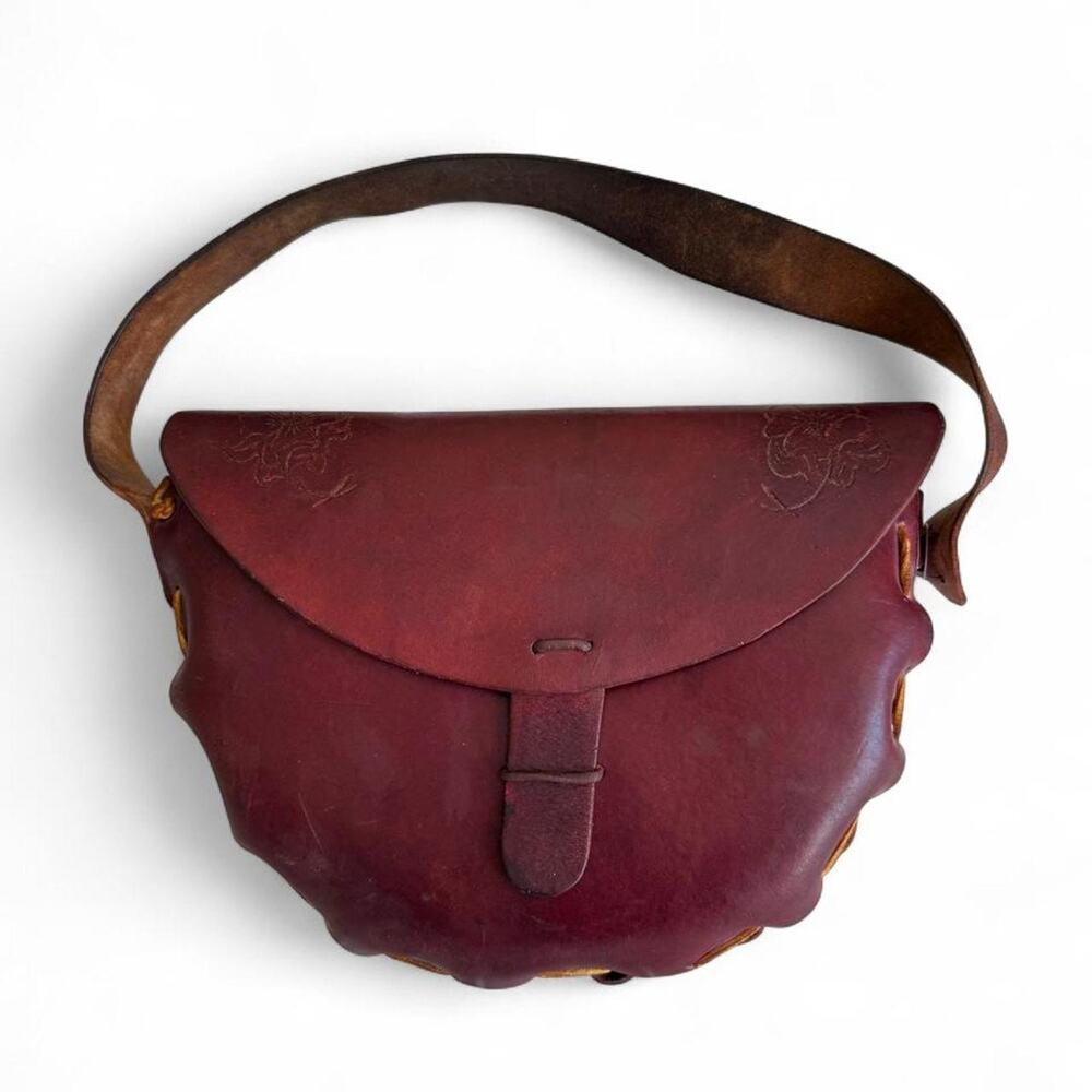 Vintage handmade cherry red leather